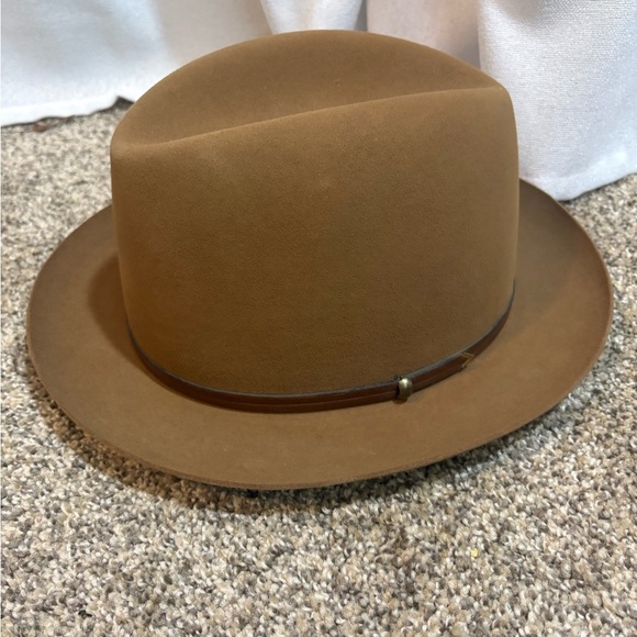 Vintage Dobbs Fifth Avenue New York Fedora Leather Suede Tan‎ 7 3/8 NOS - Picture 1 of 8